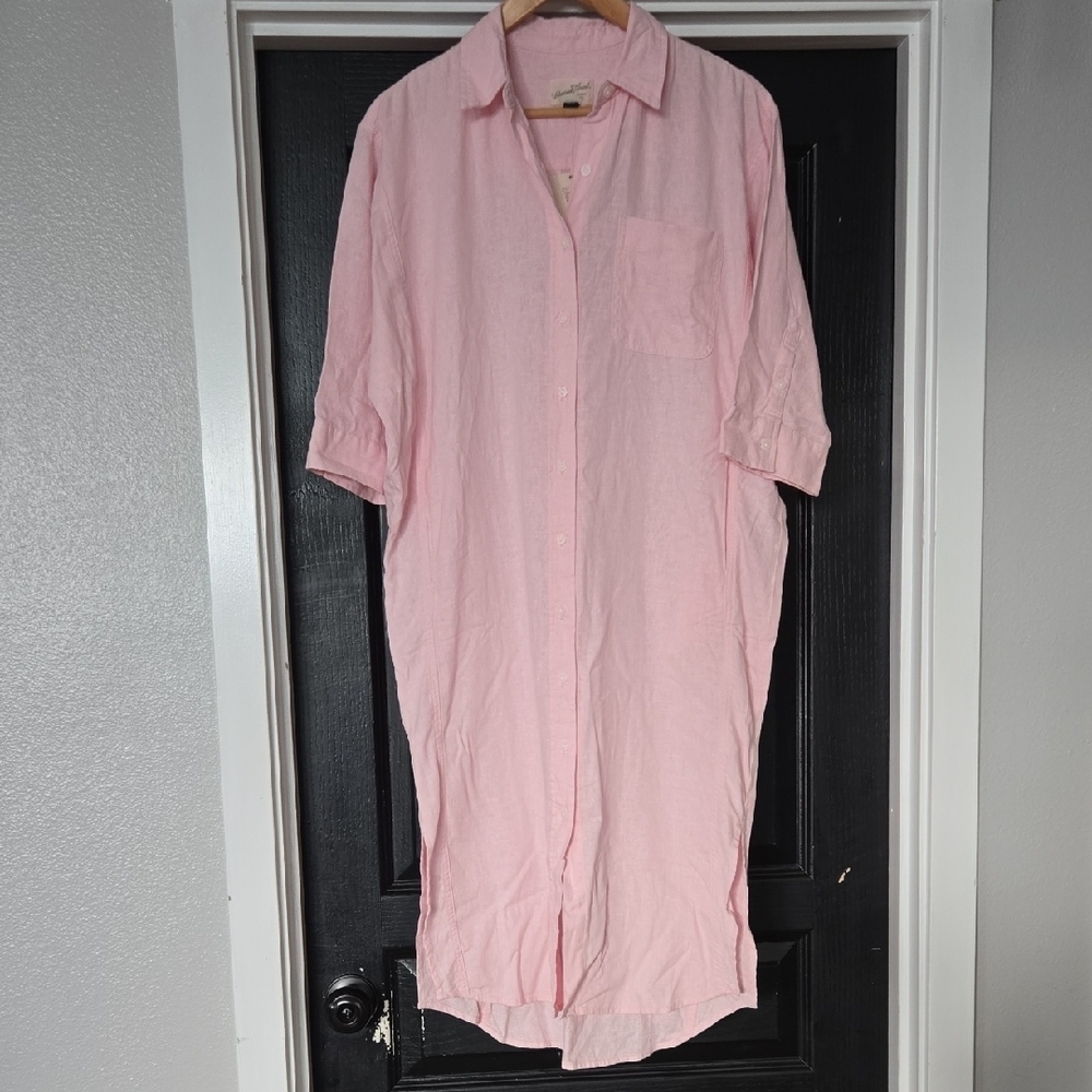 NWT Universal Thread Light Pink Linen Blend Shirt Dress Size XS